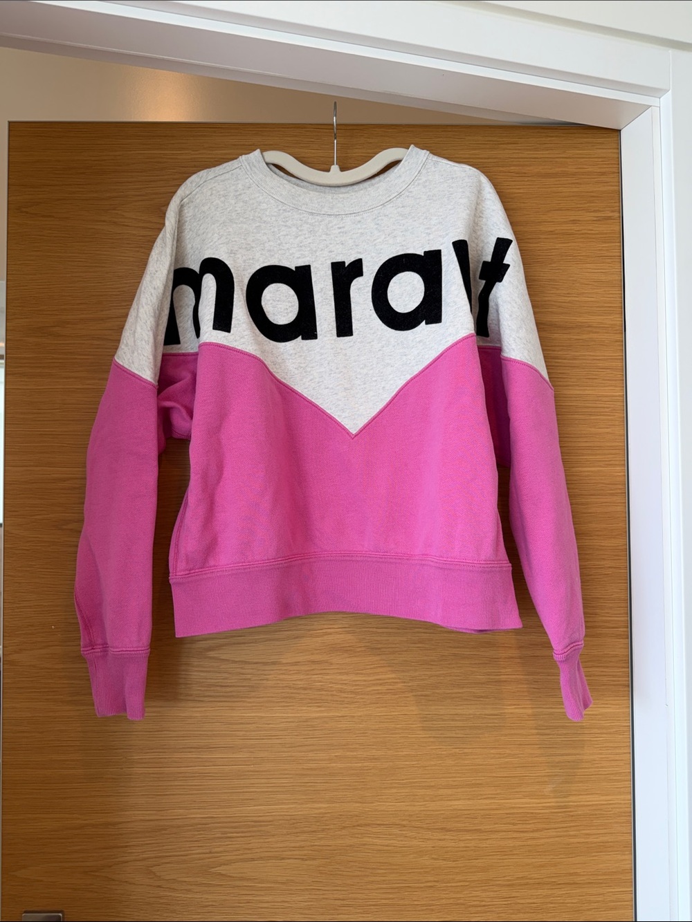 Isabel Marant Two-Tone Pink and Heather Gray Logo Sweatshirt